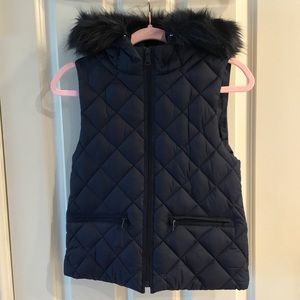 Zara Girls Navy Hoodie Puffer Vest